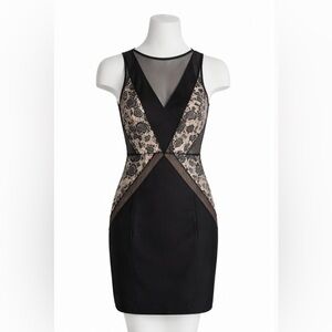 Tracy Reese Black & Nude Lace Mesh Sleeveless Midi Dress | Size 6 | NWT